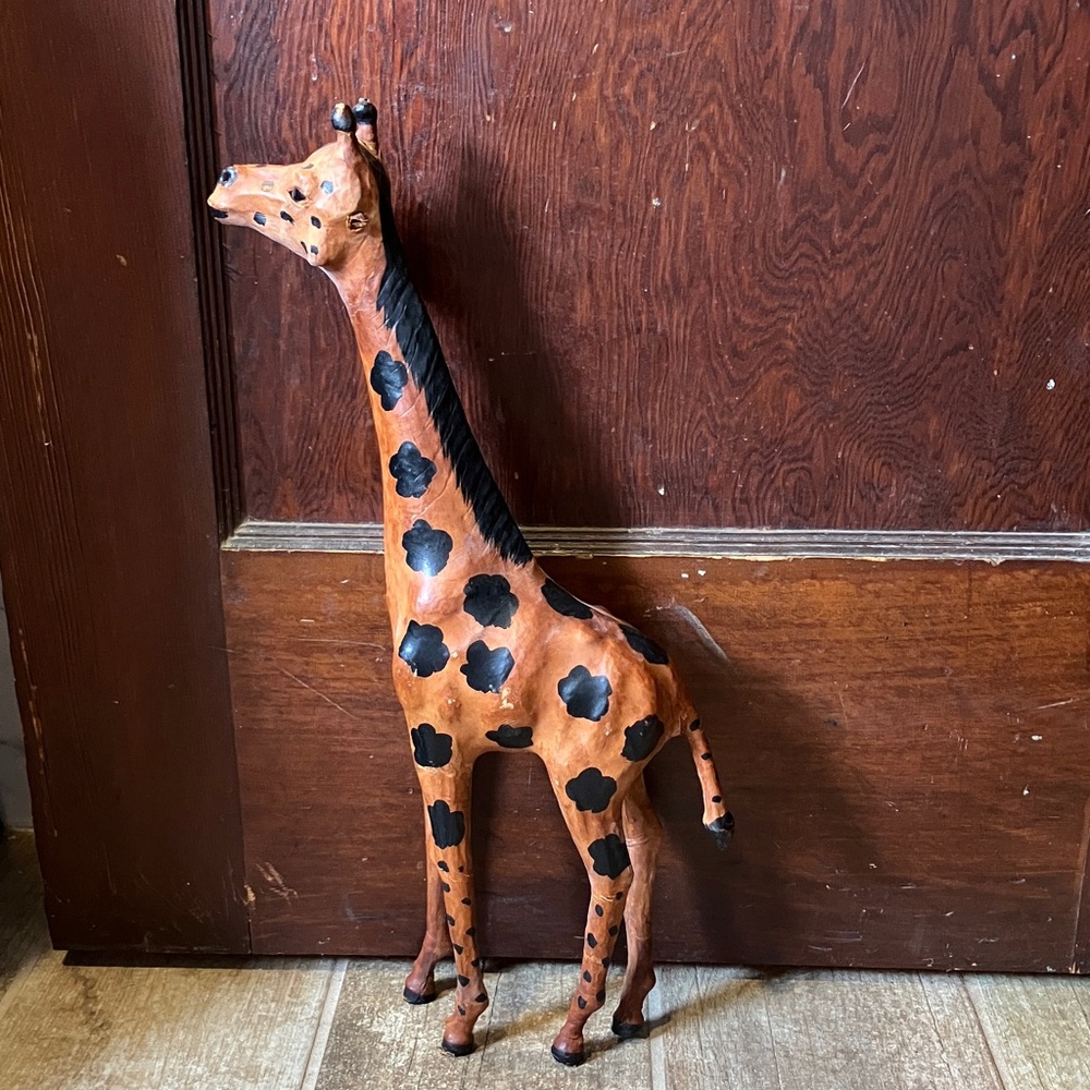 Vintage Hand Made Leather Wrapped Giraffe Sculpture 19
Inch